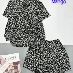 Đồ bộ mango quần đùi áo sơ mi in nhiều hoạ tiết