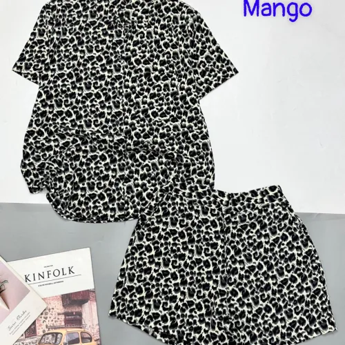 Đồ bộ mango quần đùi áo sơ mi in nhiều hoạ tiết