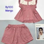 Đồ bộ mango quần đùi caro áo sát nách phối ren