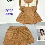 Đồ bộ mango quần đùi caro áo sát nách phối ren