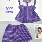 Đồ bộ mango quần đùi caro áo sát nách phối ren