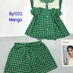 Đồ bộ mango quần đùi caro áo sát nách phối ren