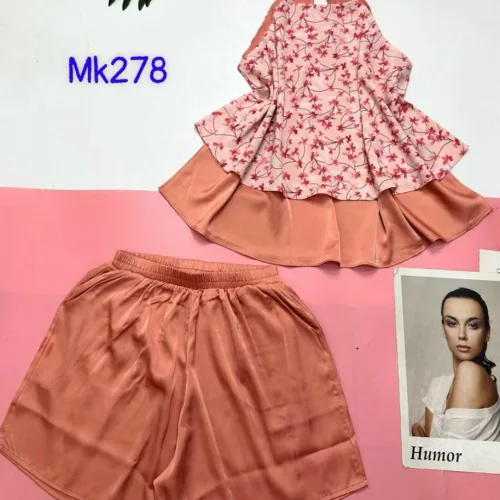 Đồ bộ mango quần đùi trơn áo yếm 2 dây cột sau 2 lớp