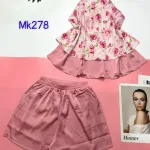 Đồ bộ mango quần đùi trơn áo yếm 2 dây cột sau 2 lớp