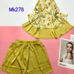 Đồ bộ mango quần đùi trơn áo yếm 2 dây cột sau 2 lớp