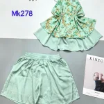 Đồ bộ mango quần đùi trơn áo yếm 2 dây cột sau 2 lớp