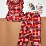Đồ bộ mango quần lỡ áo sát nách bèo caro trung đại