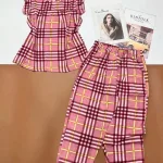 Đồ bộ mango quần lỡ áo sát nách bèo caro trung đại