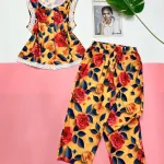 Đồ bộ mango quần lỡ áo sát nách ren nhiều hoạ tiết