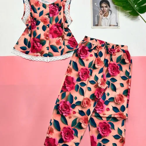 Đồ bộ mango quần lỡ áo sát nách ren nhiều hoạ tiết