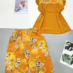 Đồ bộ mango quần lửng bông áo cổ vuông phối ren form từ 40kg-70kg