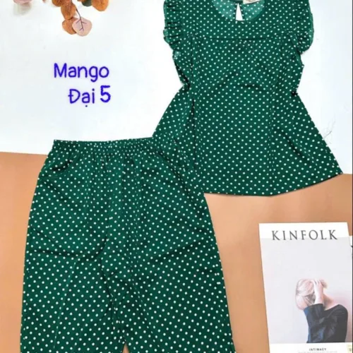 Đồ bộ mango quần ngố áo tay bèo chấm bi