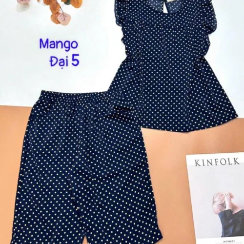 Đồ bộ mango quần ngố áo tay bèo chấm bi