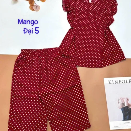 Đồ bộ mango quần ngố áo tay bèo chấm bi