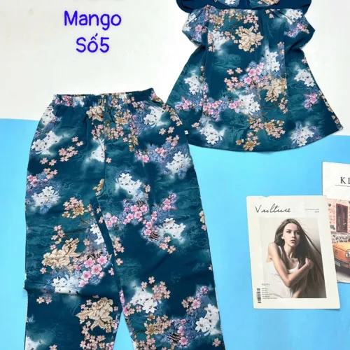 Đồ bộ mango quần ngố áo tay bèo có bông