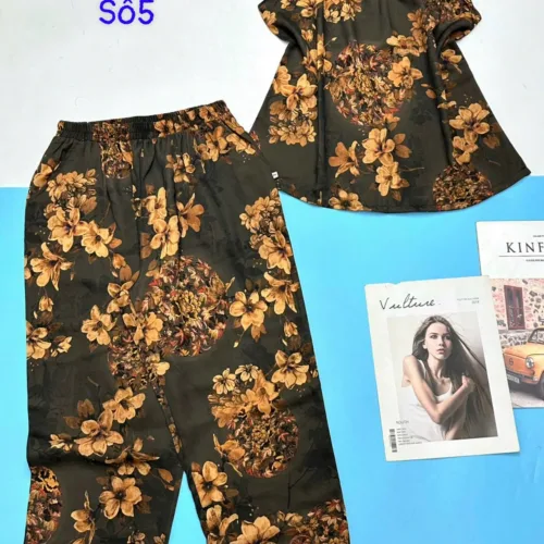 Đồ bộ mango quần ngố áo tay bèo có bông
