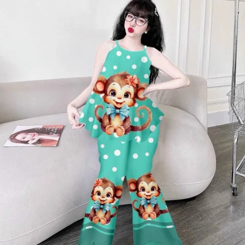Đồ bộ mango siêu mát quần dài áo yếm nhiều hoạ tiết