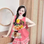 Đồ bộ mango siêu mát quần đùi áo ba lỗ in nhiều hình dễ thương