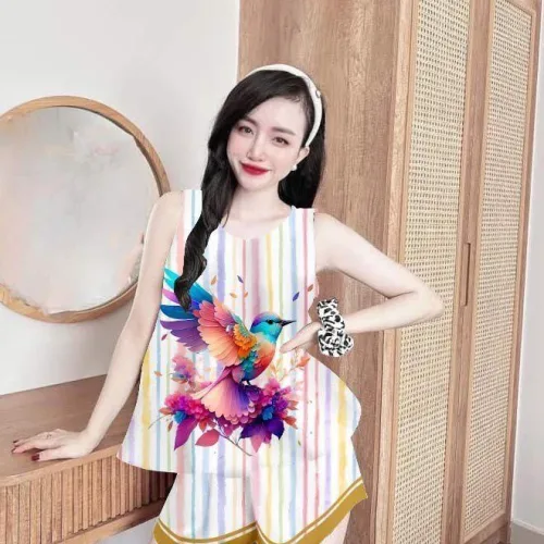 Đồ bộ mango siêu mát quần đùi áo ba lỗ in nhiều hình dễ thương