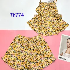 Đồ bộ mango siêu mát quần đùi áo hai dây tầng mặc nhà