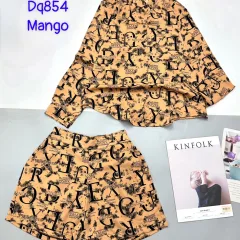 Đồ bộ mango siêu mát quần đùi áo sơ mi tay dài dấu quần