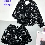 Đồ bộ mango siêu mát quần đùi áo sơ mi tay dài dấu quần
