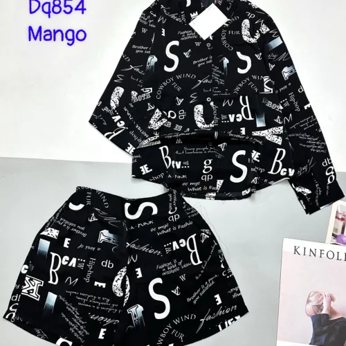 Đồ bộ mango siêu mát quần đùi áo sơ mi tay dài dấu quần