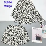 Đồ bộ mango siêu mát quần đùi áo sơ mi tay dài dấu quần