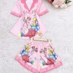 Đồ bộ mango siêu mát quần đùi áo tay ngắn cổ bẻ nút