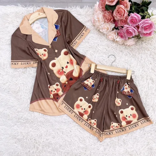 Đồ bộ mango siêu mát quần đùi áo tay ngắn cổ bẻ nút