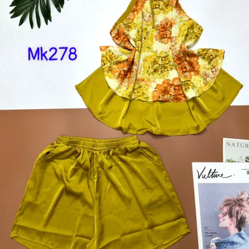 Đồ bộ mango siêu mát quần đùi trơn áo hai dây