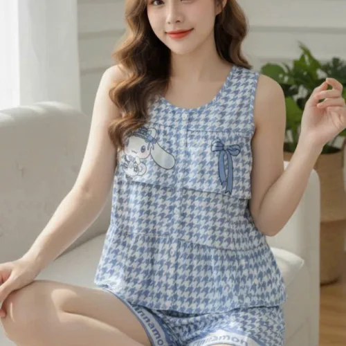 Đồ bộ nữ sát nách cổ tim chất latin HT-95244