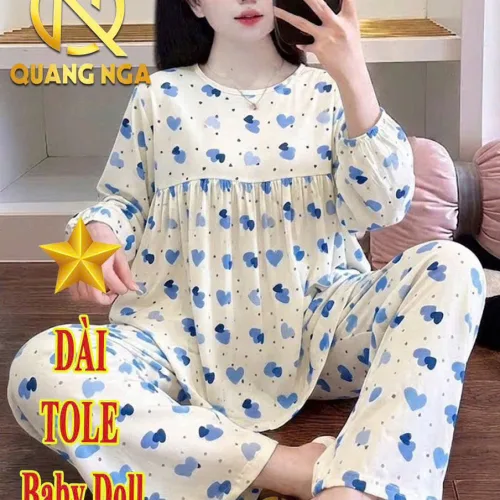 Đồ bộ nữ tay dài quần dài vải tole QN 05172