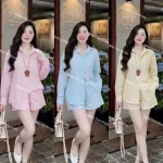 Đồ bộ nữ tay dài quần đùi chất kate Nhu-1026