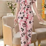 Đồ bộ nữ tay ngắn quần 9 tấc dập ly KU-0526