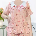 Đồ bộ nữ tay ngắn quần đùi chất cotton hàn không giãn HT-95210