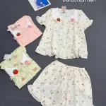 Đồ bộ nữ tay ngắn quần đùi chất cotton hàn không giãn HT-95210