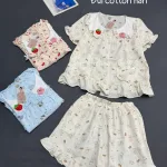 Đồ bộ nữ tay ngắn quần đùi chất cotton hàn không giãn HT-95210