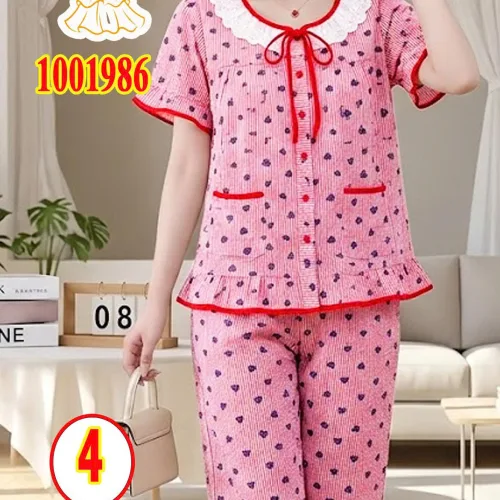 Đồ bộ nữ tay ngắn quần lửng chất cotton hàn Tt-001986
