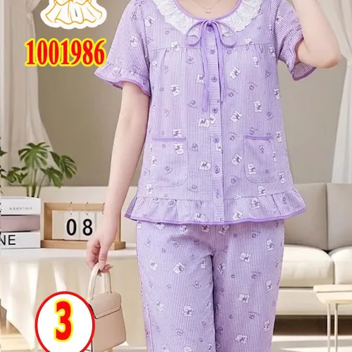 Đồ bộ nữ tay ngắn quần lửng chất cotton hàn Tt-001986