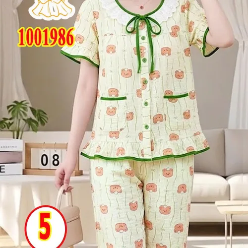 Đồ bộ nữ tay ngắn quần lửng chất cotton hàn Tt-001986