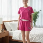 Đồ bộ nữ tay ngắn thêu ngựa đỏ