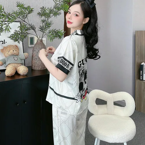 Đồ bộ pijama latin mặc nhà quần dài áo tay ngắn cổ bẻ in hoa tiết