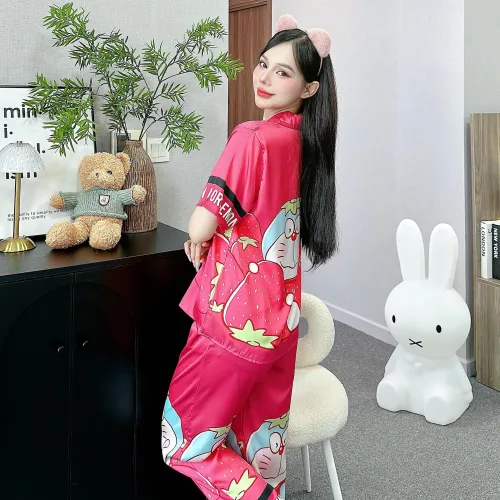Đồ bộ pijama latin mặc nhà quần dài áo tay ngắn in nhiều hình dễ thương