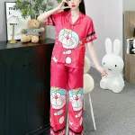 Đồ bộ pijama latin mặc nhà quần dài áo tay ngắn in nhiều hình dễ thương