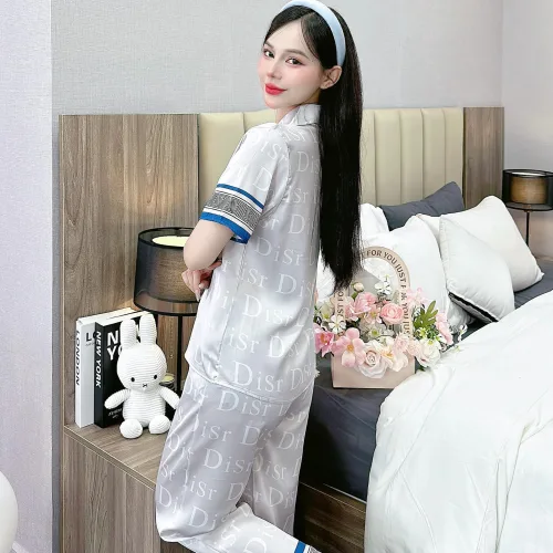 Đồ bộ pijama latin mặc nhà quần dài áo tay ngắn in nhiều hình dễ thương