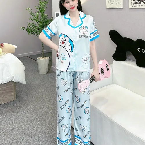 Đồ bộ pijama latin mặc nhà quần dài áo tay ngắn in nhiều hình dễ thương