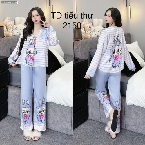 Đồ bộ pijama latin quần dài áo tay dài in hình labubu
