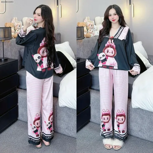 Đồ bộ pijama latin quần dài áo tay dài in hình labubu