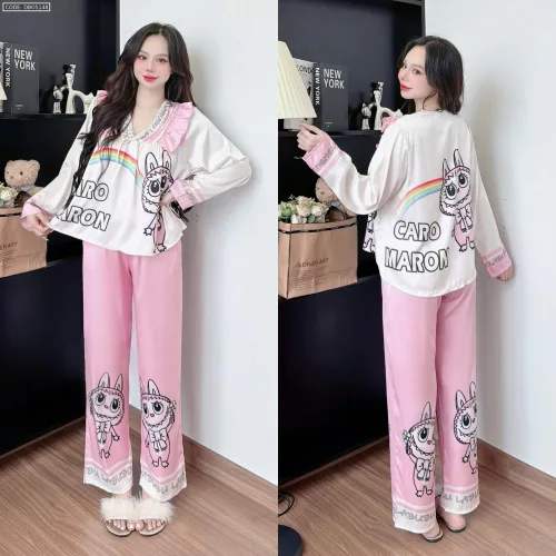 Đồ bộ pijama latin quần dài áo tay dài in hình labubu